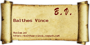 Balthes Vince névjegykártya